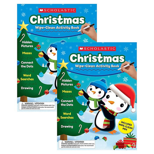 Scholastic Teaching Solutions Christmas Wipe-Clean Activity Book, Pack of 2 (SC-831496-2)