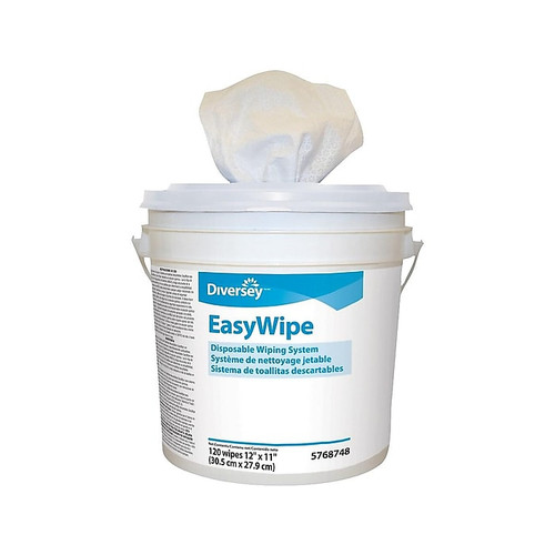 Diversey EasyWipe Dry Cloths, White, 120/Bucket, 6 Buckets/Carton (5768748)