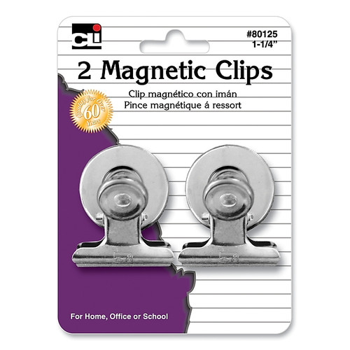 Charles Leonard Magnetic Spring Clips, 1-1/4", 12 packs of 2 (CHL80125)