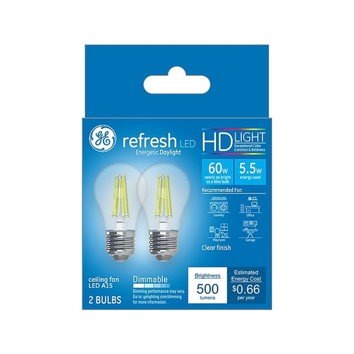 GE Refresh 5.5W A15 LED Bulb, 2/Pack (36981)