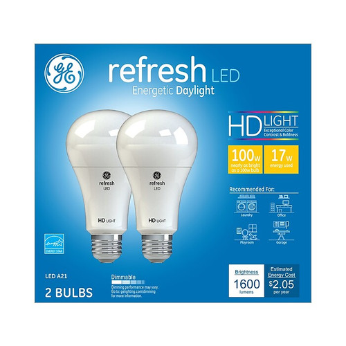 GE Refresh 17W A21 LED Bulb, 2/Pack (44149)