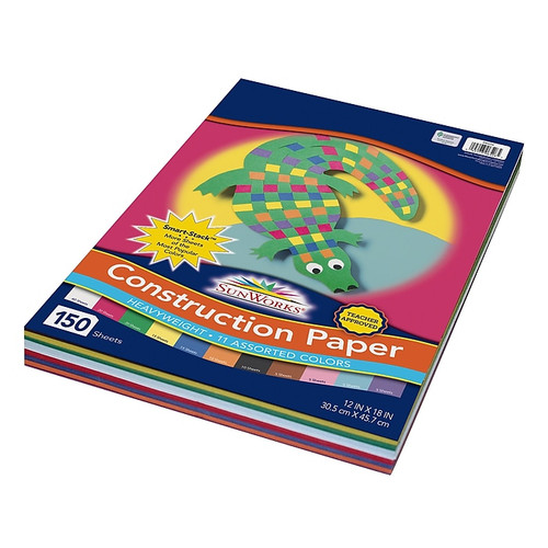 Prang Smart Stack 12" x 18" Construction Paper, Assorted Colors, 150 Sheets/Pack (P6526)