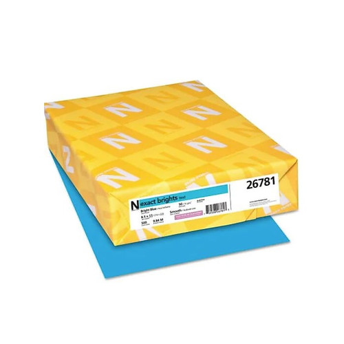 Exact Brights Colored Paper, 20 lbs., 8.5" x 11", Bright Blue, 500/Ream (26781_1)