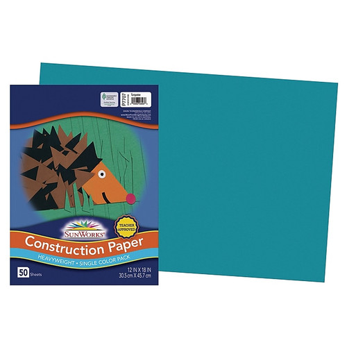 SunWorks 12" x 18" Construction Paper, Turquoise, 50 Sheets (P7707)