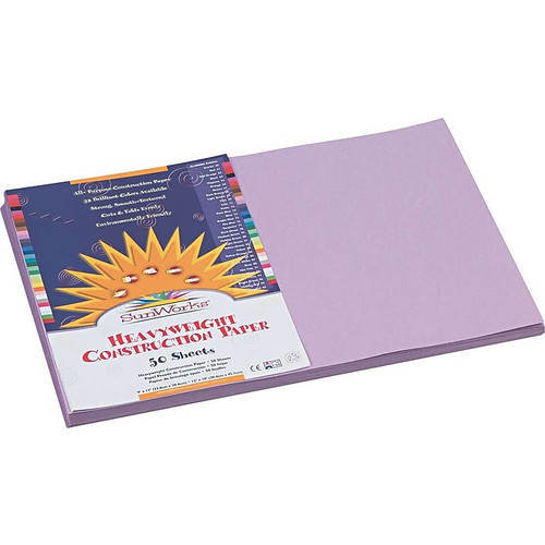 Pacon SunWorks 12" x 18" Construction Paper, Lilac, 50 Sheets/Pack (7107)