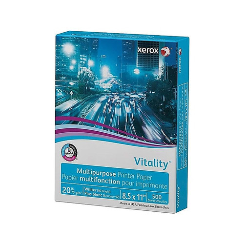 Xerox Vitality 8.5" x 11" Multipurpose Paper, 20 lbs., 92 Brightness, 500 Sheets/Ream (3R02047_1)