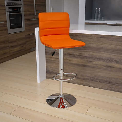Flash Furniture Contemporary Vinyl Barstool, Adjustable Height, Orange (CH920231ORG)