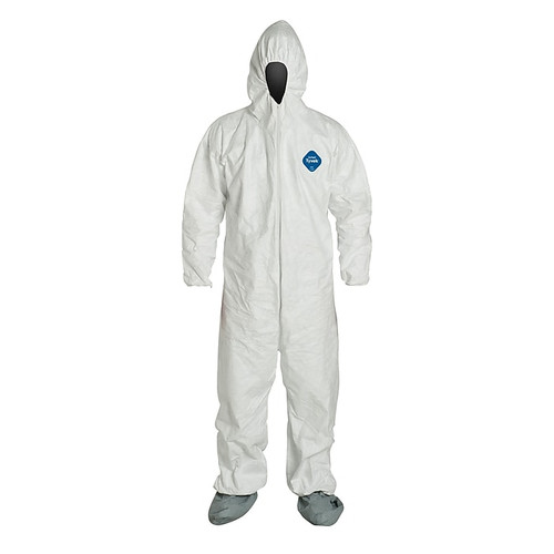 DuPont® Tyvek® Coverall, XL Size, Front Zipper, White, Elastic Wrist & Ankles, 25/Count (TY122SWHXL25)