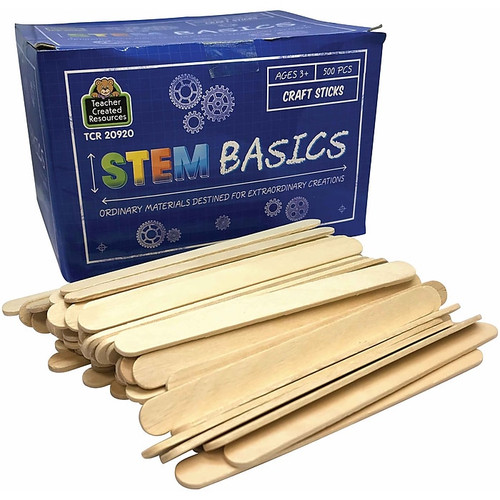 Teacher Created Resources STEM Basics Craft Sticks, Natural Wood, 500/Pack, 3 Packs (TCR20920-3)