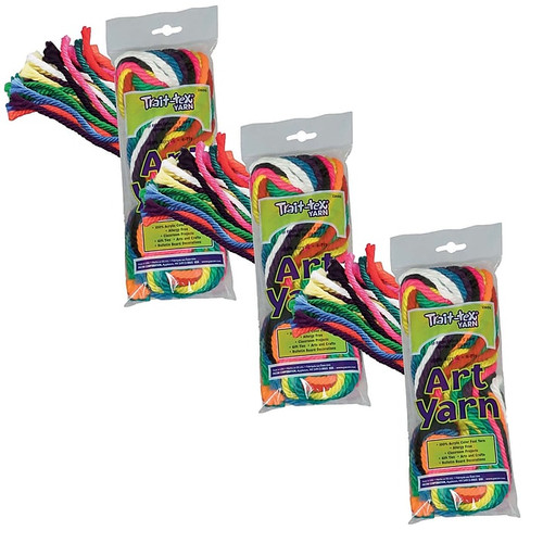 Trait-tex Art Yarn, Bright Colors Assortment, 50', 10 Strands/Pack, 3 Packs (PAC52600-3)