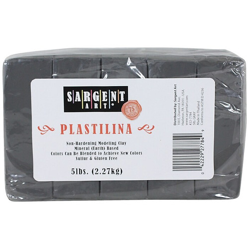 Sargent Art® Plastilina Non-Hardening Modeling Clay, Gray, 5 lbs. (SAR227784)