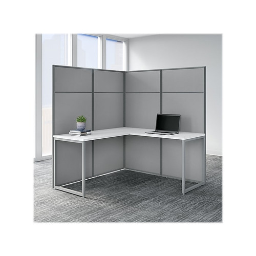 Bush Business Furniture Easy Office 66" x 60" L-Shaped Cubicle Desk Workstation w/ Panels, Pure White/Silver Gray(EODH360WH-03K)