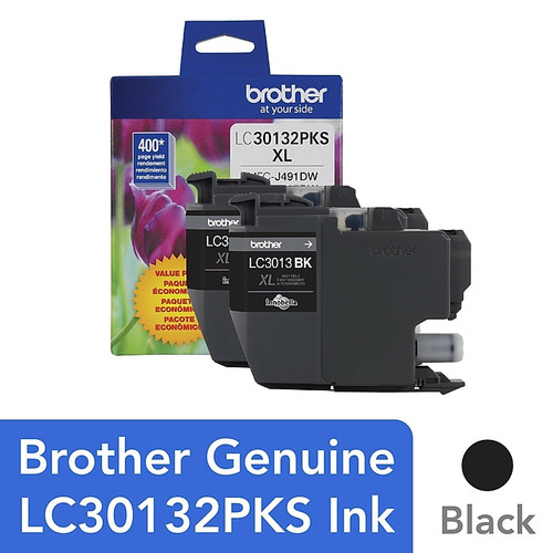 Brother LC3013BK Black High Yield Ink Cartridge, 2/Pack (LC30138PKS)