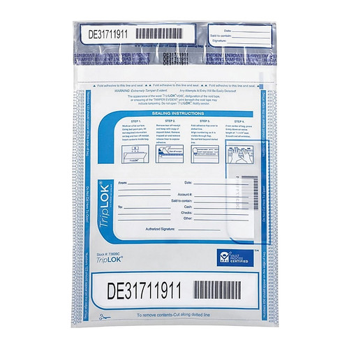 9" x 12" TripLOK Tamper-Evident Bags, Clear, 100/Pack (65dd2385e8837636b11b6c35_ud)