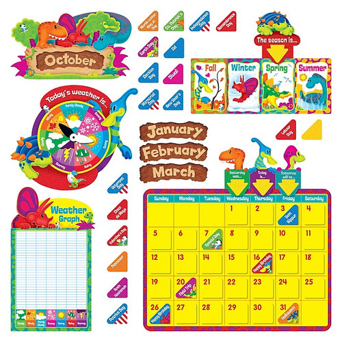 TREND Dino-Mite Pals Calendar Bulletin Board Set, 2 Sets (T-8370-2)