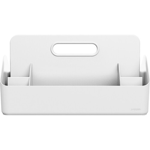 Poppin 12-Compartment Polystyrene Organizer Caddy, White, 4/Kit (108695)