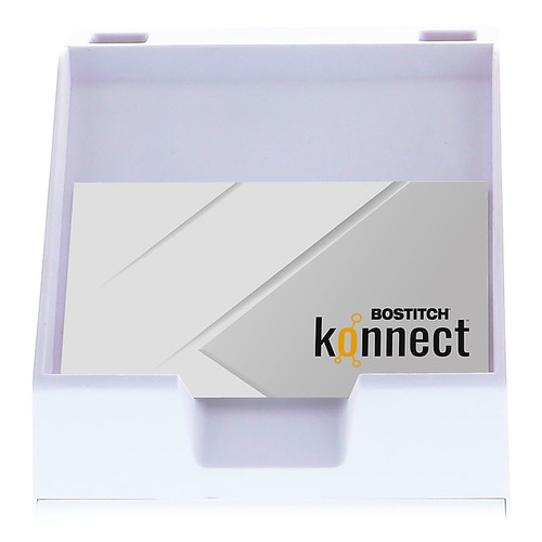 Bostitch Konnect™ Plastic Sticky Note & Card Holder, Includes Sticky Notes, 3.9", White (KT-CARD-WHITE)