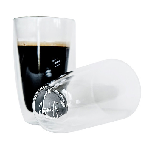 Double Walled Espresso Glass Mugs, Set of 2 from JavaFly, 12oz, 2/Pack (DBG-A145-12oz)