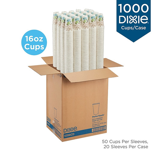 Dixie PerfecTouch Insulated Paper Hot Cups, 16 oz., Coffee Haze, 1000/Carton (5356CD_1)