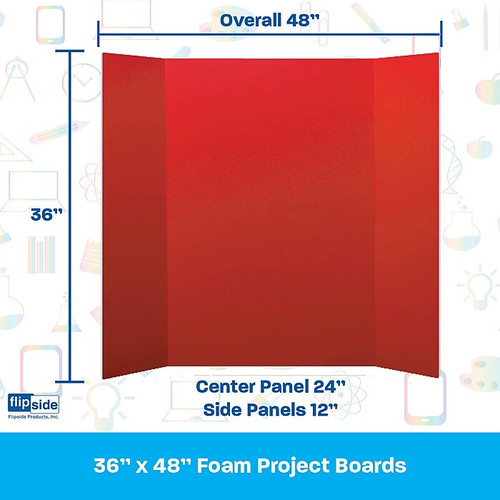 Flipside Foam Project Board, 36" x 48", Red, 24/Carton (30089-24)