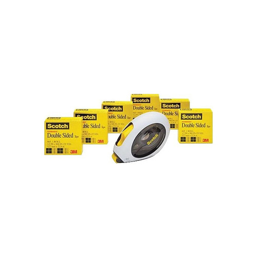 Scotch Double Sided Tape with Applicator Value Pack, 1/2" x 25 yds., 6 Pack (665-6-160)