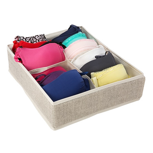 Simplify Drawer Organizer, 4 Compartment, Faux Jute (25515-FEJ)