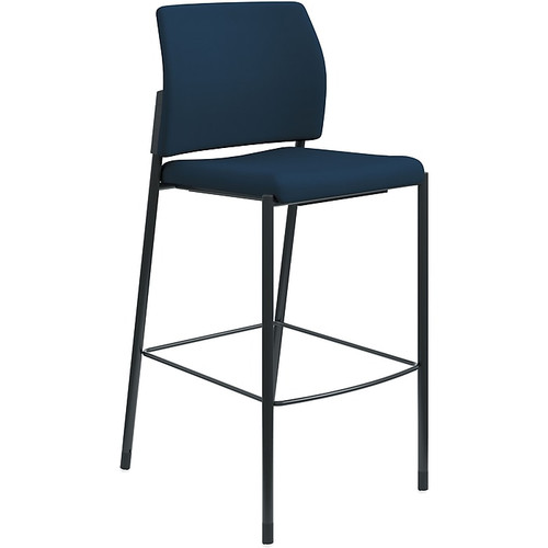 HON Accommodate Cafe Stool, Navy Fabric, Textured Black Frame, Armless (HONSCS2NECU98B)