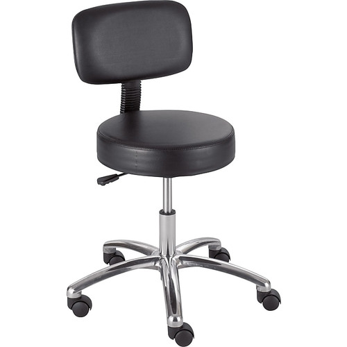 Safco® Height-Adjustable Lab Stool with Back, Vinyl, Black, Seat: 16" Dia., Back: 15 1/2"W x 10" (65dd2d02e8837636b11bc0f6_ud)