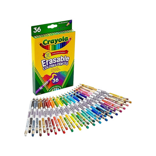 Crayola Erasable Colored Pencils, Assorted Colors, 36/Pack (68-1036)