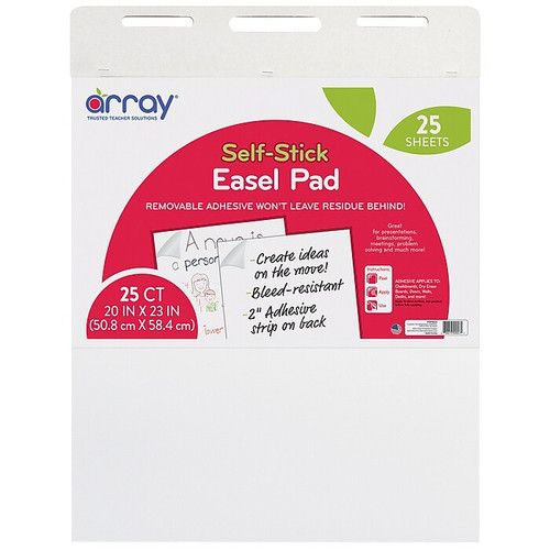 Array® Easel Pad, Self-Adhesive, White, Self-Adhesive, 20" x 23", 25 Sheets, Pack of 2 (PACSP2023-2)