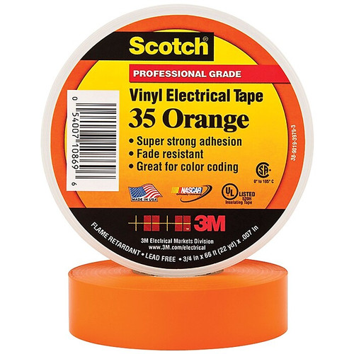 3M 35 Colored Electrical Tape, 3/4" x 22 yds., Orange, 10/Case (T96403510PKO)