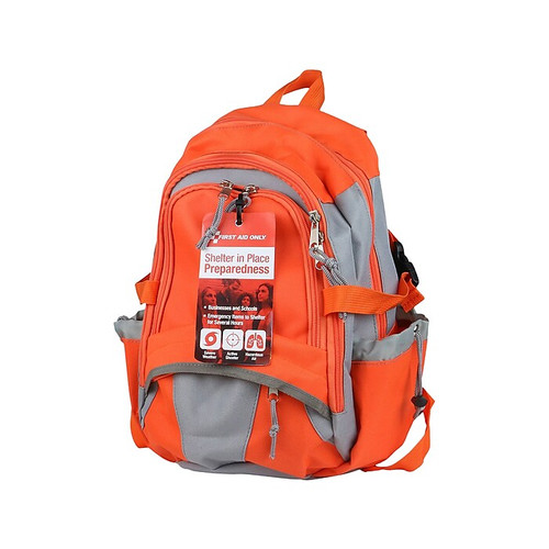 First Aid Only 209-Piece Shelter-in-Place Emergency Preparedness Backpack, Orange/Gray (91308)