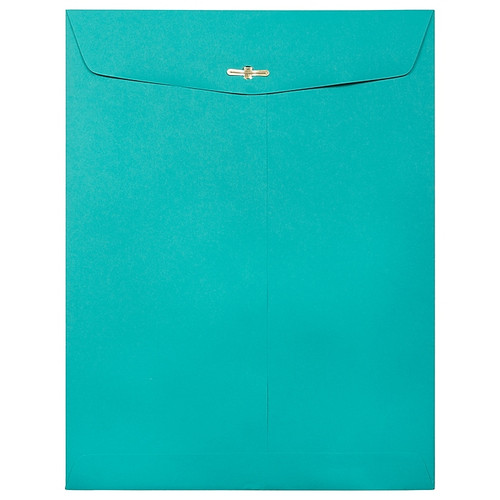 JAM Paper® 9 x 12 Open End Catalog Colored Envelopes with Clasp Closure, Sea Blue Recycled, 10/Pack (900906997B)