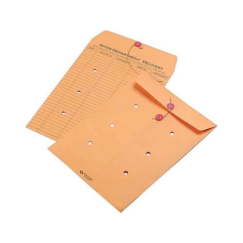 Quality Park Button & String Inter-Departmental Envelopes, 9" x 12", Brown, 100/Box (QUA63462)