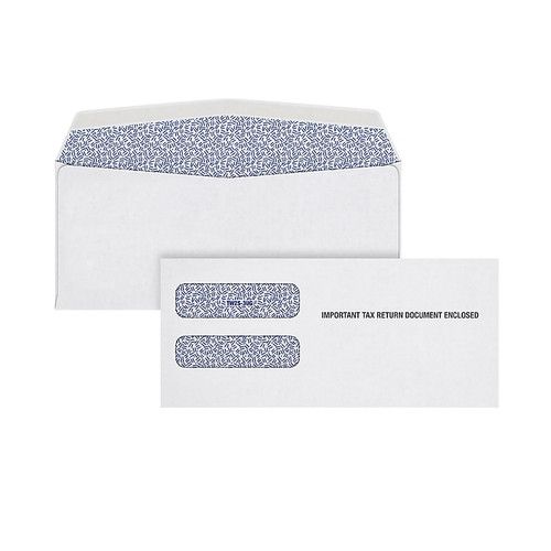TOPS undated Gummed W-2 Double Window Envelope, 3 7/8" x 8 1/4", White, 100/Pack (DW3ALT100)