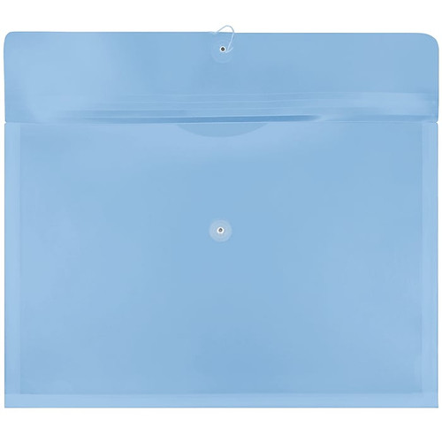 JAM Paper Plastic Envelopes with Button and String Tie Closure, Large Booklet, 12 x 18, Blue, 12/Pack (457B1BU)
