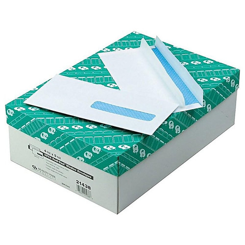 Quality Park Redi-Seal Security Tinted Window Envelope, 4 1/2" x 9 1/2", Woven White, 500/Box (21438)