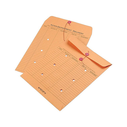 Quality Park Button & String Inter-Departmental Envelopes, 10" x 13", Brown, 100/Box (QUA63560)