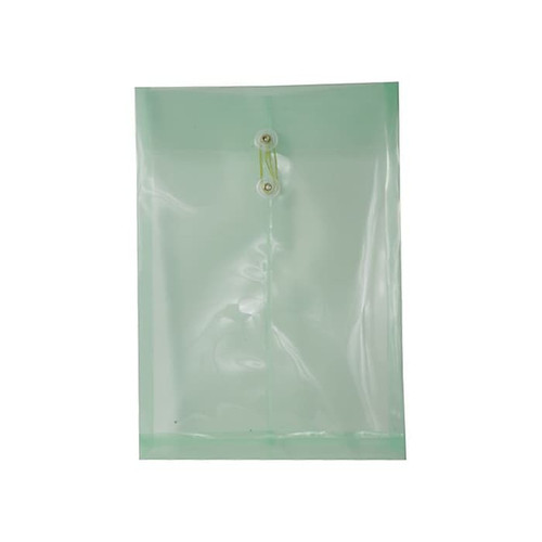 JAM Paper® Plastic Envelopes with Button and String Tie Closure, Legal Open End, 9.75 x 14.5, Green, 12/Pack (119B1GR)