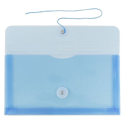 JAM Paper® Plastic Envelopes with Button and String Tie Closure, #10 Business Booklet, 5.25 x 10, Blue, 12/Pack (921B1BU)