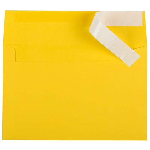 JAM PAPER A9 Colored Invitation Envelopes with Peel & Seal Closure, 5 3/4 x 8 3/4, Yellow Recycled, 100/Pack (65dd3296e8837636b11bf035_ud)