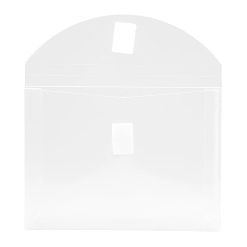 JAM Paper Plastic Envelopes with Hook & Loop Closure, Index Size, 5.5 x 7.5 with 1 Inch Expansion, Clear, 12/Pack (920V1CL)