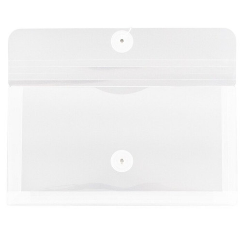 JAM Paper Plastic Envelopes with Button and String Tie Closure, #10 Business Booklet, 5.25 x 10, Clear, 12/Pack(921B1CL)