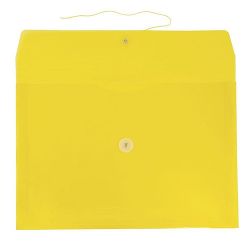 JAM Paper® Plastic Envelopes with Button and String Tie Closure, Legal Booklet, 9.75 x 14.5, Yellow, 12/Pack (219B1YE)