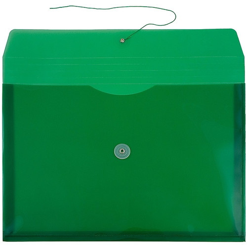 JAM Paper® Plastic Envelopes with Button and String Tie Closure, Legal Booklet, 9.75 x 14.5, Green, 12/Pack (219B1GR)