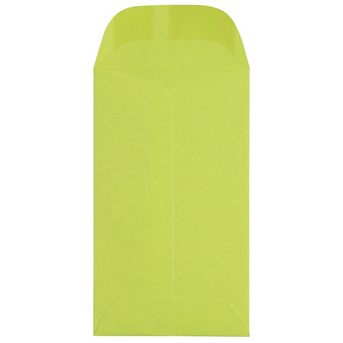 JAM Paper #3 Coin Business Colored Envelopes, 2.5 x 4.25, Ultra Lime Green, 100/Pack (356730536B)
