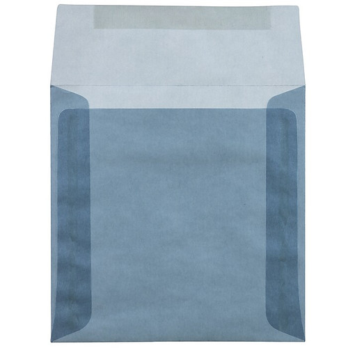 JAM PAPER Square Translucent Vellum Envelopes, 6.5" x 6.5", Surf Blue, 25/Pack (1591933)