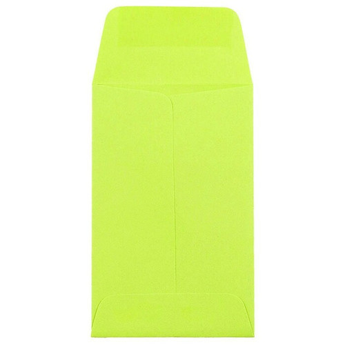 JAM Paper #1 Coin Business Colored Envelopes, 2.25 x 3.5, Ultra Lime Green, 100/Pack (352827826F)