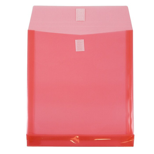 JAM Paper® Plastic Envelopes with Hook & Loop Closure, 9.75 x 11.75 with 1 Inch Expansion, Red, 12/Pack (118V1RE)