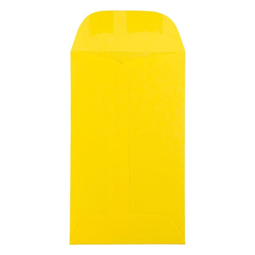 JAM Paper #3 Coin Business Colored Envelopes, 2.5 x 4.25, Yellow Recycled, Bulk 500/Box (356730537H)